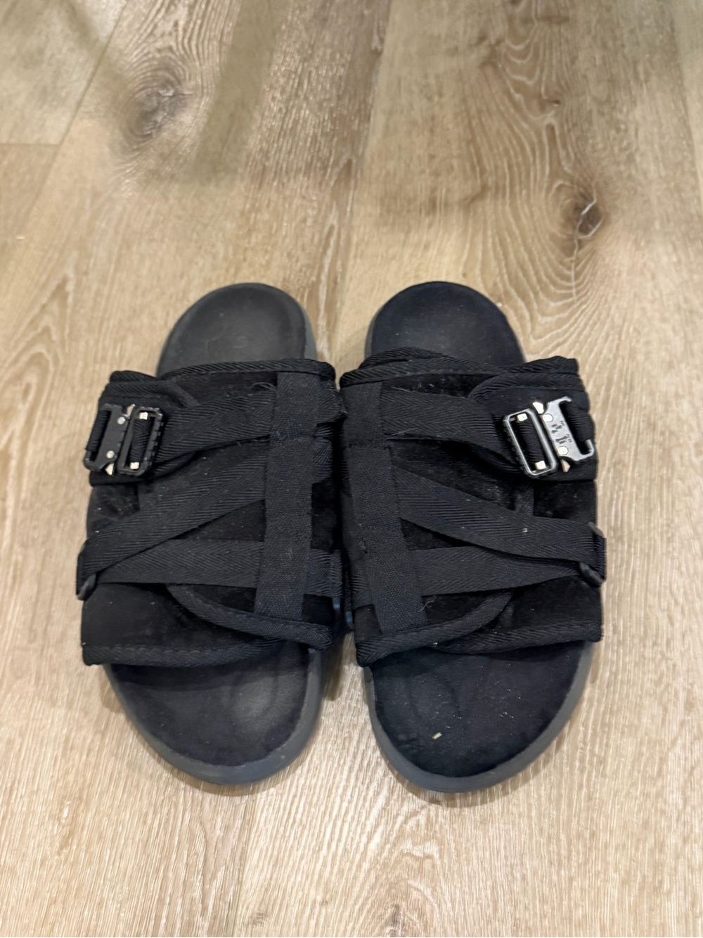 Men's Black Strappy Slide Sandals